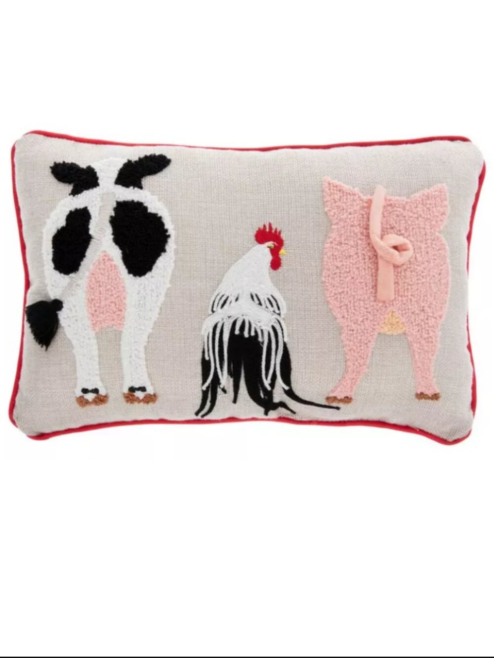 Farm Animal Tails Throw Pillow Cow Pig Chicken 9 in. x 14 in.